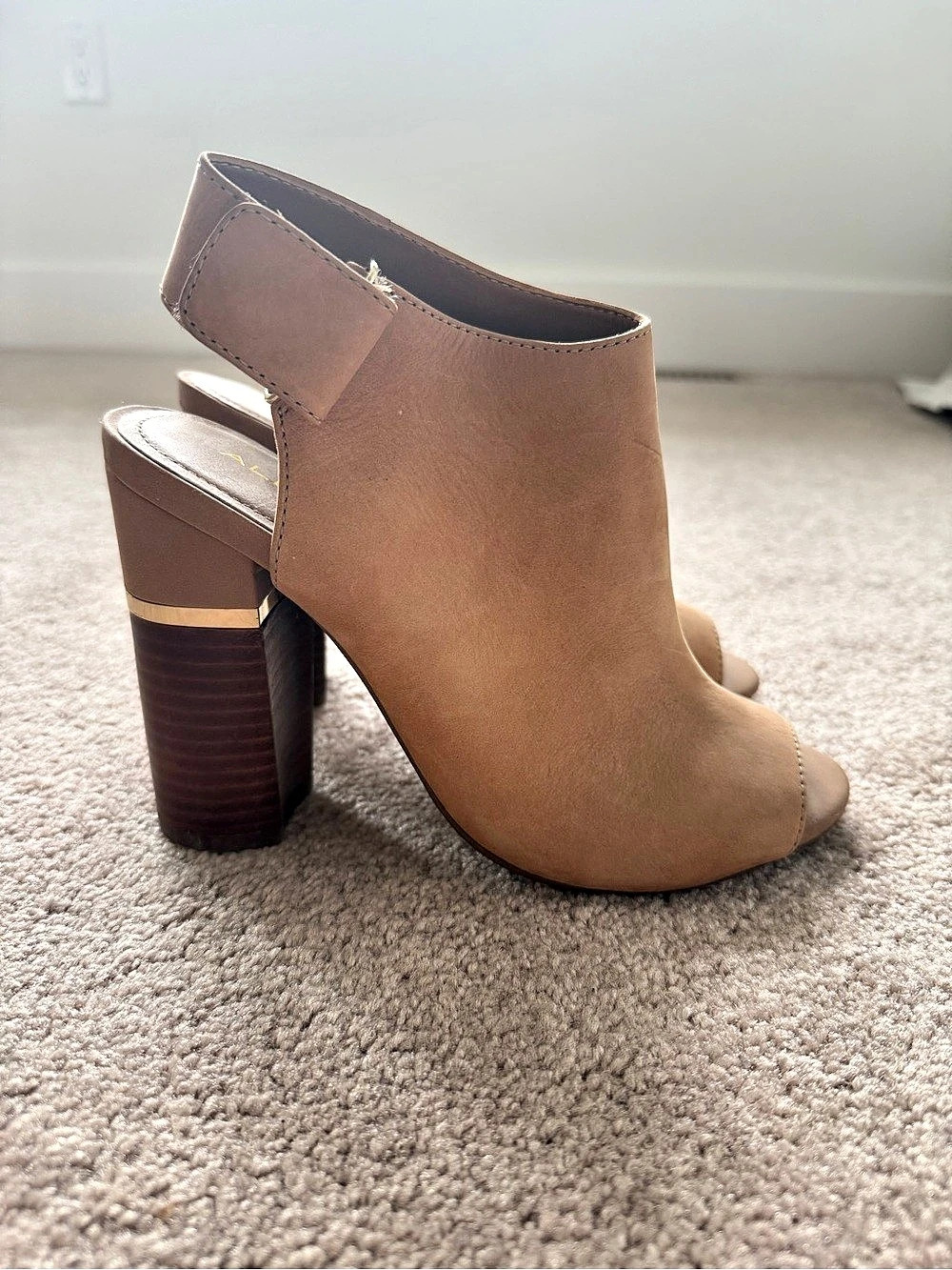 ALDO Peep Toe Block Heel Shoes Brown US 7.5